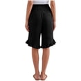 thumbnail image 3 of Wide Leg Linen Shorts Women Boho High Waisted Ruffle Bermuda Shorts Flowy Summer Resort Wear Vacation Beach Shorts Black XL, 3 of 4