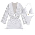 thumbnail image 4 of 4 Piece Tankini Swimsuit With Sheer Cover Up And Tie Waist Two Piece Bikini Outfit For Beach Pool, 4 of 5