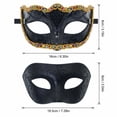 thumbnail image 2 of 2 Pack, Couples Masquerade Masks Black Masquerade Mask with Gold Rhinestone Trim, Venetian Mask Set for Halloween Party, Mardi Gras and Masquerade Events, 2 of 4