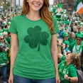 thumbnail image 4 of Womens Distressed Clover T Shirt Cool St Patricks Day Vintage Shamrock Awesome Graphic Tee Womens Graphic Tees, 4 of 9