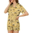 thumbnail image 4 of SKQIT Ensembles de Pyjama à Manches Courtes pour Femmes, 2 Pcs Imprimé Mignon Chemise Boutonnée en Satin Doux et Shorts, 4 of 8