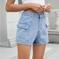 thumbnail image 6 of WAYUTE Women's Shorts Cargo Denim Shorts Summer Casual Vintage Loose Button Zipper Shorts, 6 of 8