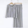 thumbnail image 2 of Jamicy Lounge Sets for Women Solid Color Comfy Ribbed Knit Pajamas Fall Crew Neck Long Sleeve Sleepwear 2 Piece Casual Loungewear, 2 of 9