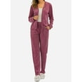 thumbnail image 4 of FUTATA Women's Velour Tracksuit 2 Pieces Joggers Outfits Sweatshirt & Sweatpants Soft Velour Sweatsuits Red M, 4 of 6