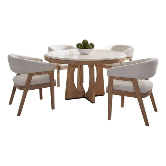 Pemberly Row Contemporary Dining 54" Round Table with 4 barrel chairs