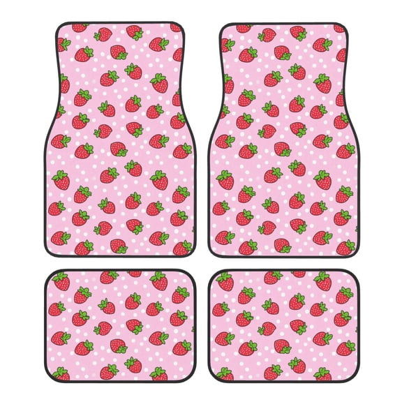 KAKALAD Strawberry Pink Car Floor Mats 4PC Set Carpet Protection, Universal Fit for Car SUV VA & Truck, Vehicle Front & Rear