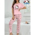 thumbnail image 2 of Sanrio Hello Kitty Ensemble de Pyjama pour Femmes Mignon Imprimé Dessin Animé Polyester Col Rond, 2 of 5