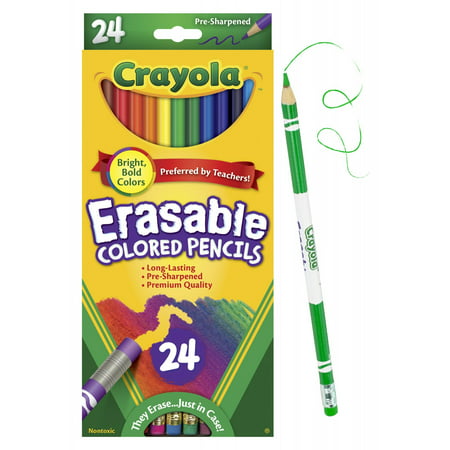 Crayola Eraseable Colored Pencils, 24 Count (Best Sketching Pencils Brand)