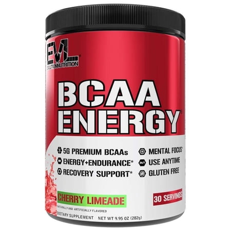 BCAA Powder - Evlution Nutrition Pre Workout BCAA Energy Powder 30 Servings - EVL BCAA Amino Acids Endurance & Muscle Recovery Drink - Cherry Limeade Flavor with Vitamin B12 & Vitamin C