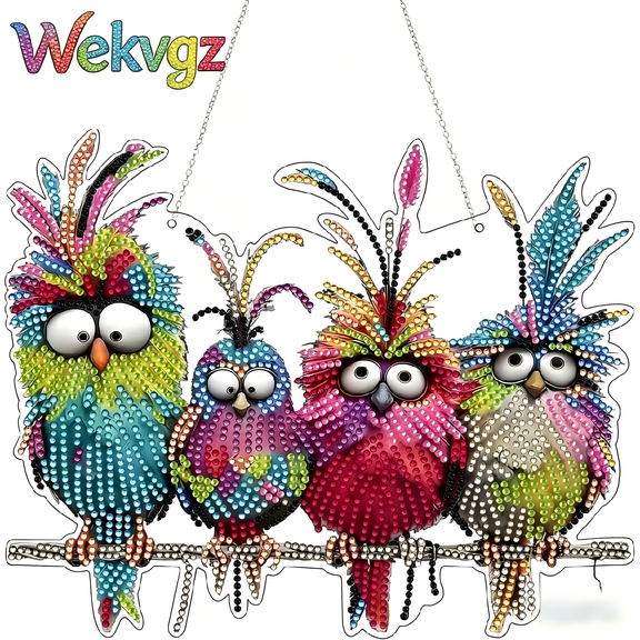 Wekvgz Diamond Art Craft Hanging Kits Clearance Cartoon Funny 5D Painting Bead Kit For Adults Gemfamily Double Sided Mini Bird Ornament for Living Room Bedroom