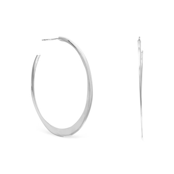 Rare Hills Flat Tapered 3/4 Hoops Silver Sterling Silver Women's Earrings