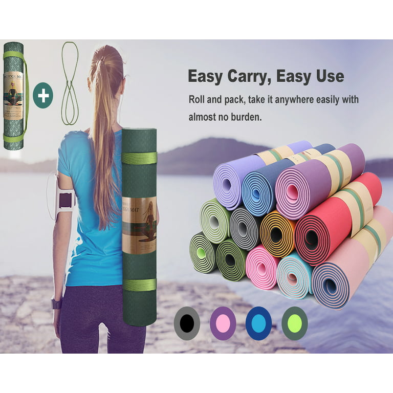 Yoga Mat 1/3 Inch Exercise Mats 8Mm TPE Non Slip Extra Thick High Density  Eco F