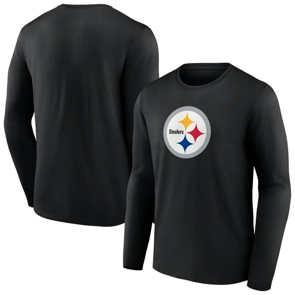 Men's Black Pittsburgh Steelers Primary Team Logo Long Sleeve T-Shirt