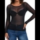 thumbnail image 2 of Tops de de Larga para Mujer, Camisetas Transparentes, Blusa de Encaje para Fiestas y Clubes Nocturnos Negro M, 2 of 10