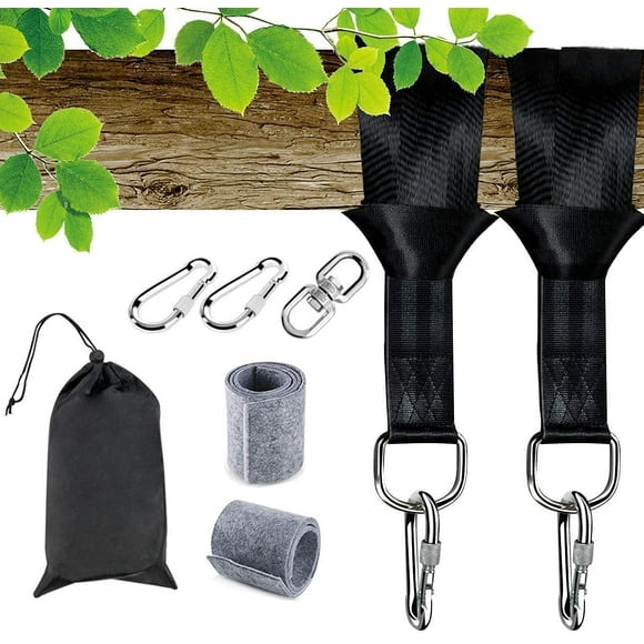 Tree Swing Straps Hanging Kit Holds 2200 lbs, 5FT Swing Straps 2 Pack Tree Protector Mats with 2 Safety Heavy Duty