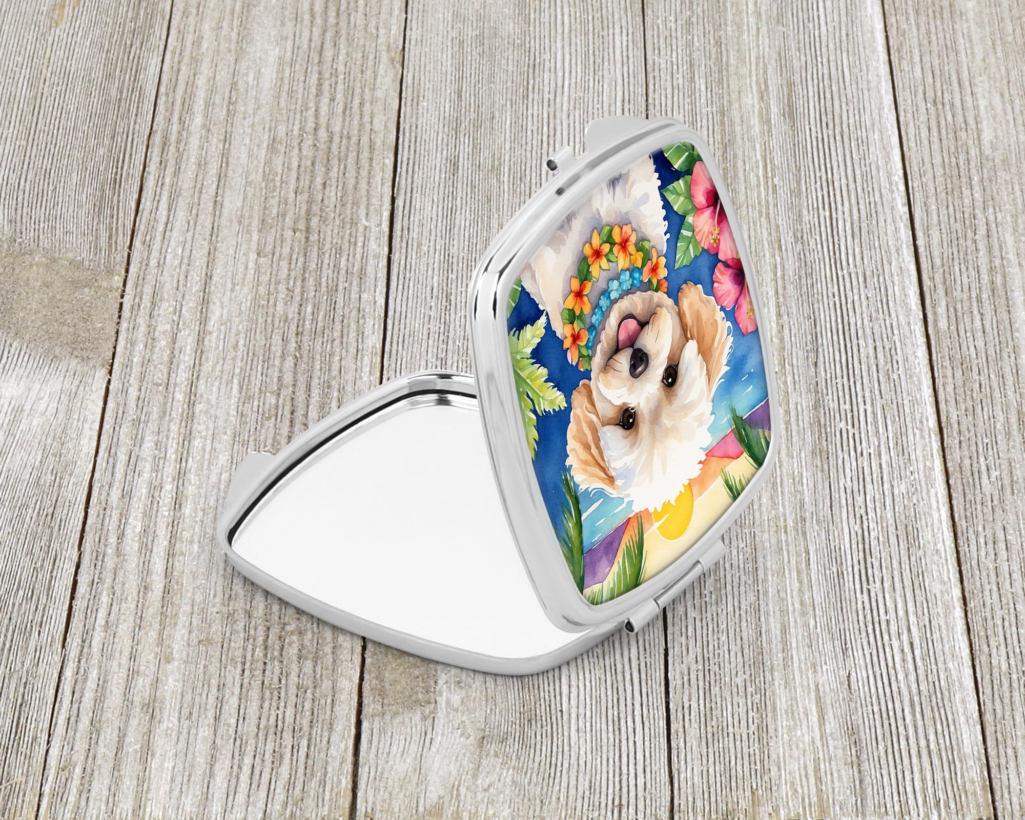 Maltipoo Luau Compact Mirror 2.75 in x 3 in