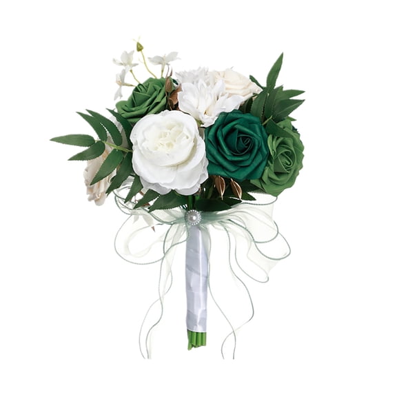 Bridal Silk Rose Bouquet - Champagne White Hydrangeas, Handmade - Vintage Boho Decoration for Wedding,