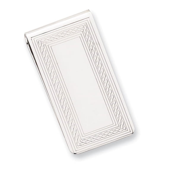 Rhodium-plated Patterned Border Money Clip