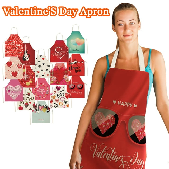 Iumwxz Tablier pour Femmes 1 Pce Parent Adulte Cuisine Familiale Imprimé Saint-Valentin Lin Tabliers de Chef Multicolore Coton et Lin jusqu'à 50 % de Réduction