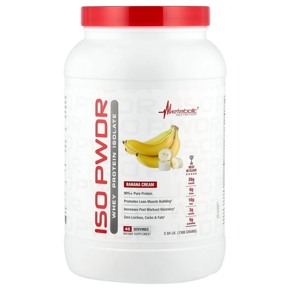 Metabolic Nutrition ISOpwdr, Whey Protein Isolate, Banana Cream, 3.04 lb (1,380 g)
