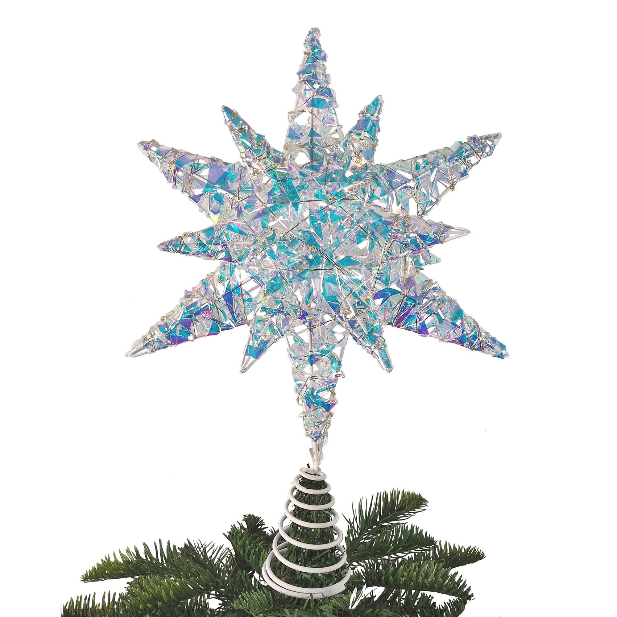 Étoile prismatique à DEL à piles pour le Temps des Fêtes à mettre au sommet de l’arbre de Noël, 39,5 cm Décoration pour cime de 15,5 pouces