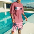 thumbnail image 2 of VBTAPA Men's 2 Piece Outfits Palm Tree Printed Short Sleeve Crewneck T Shirt and Casual Track Shorts Set Summer Vacation Sets Prime Sales of The Day Pink XXXXL, 2 of 6