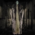 thumbnail image 2 of Fantasmas colgantes para Halloween (1 unidad, 160 cm) | Fantasma esqueleto grande con ojos LED | Decoración de Halloween para interiores y exteriores, 2 of 4