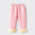 thumbnail image 5 of CUZIBR Toddler Boys Girls Snow Pants Winter Thick Warm Windproof Ankle-Tied Trousers Elastic Waist Solid Color Lightweight Padded Pants,Pink,6-7 Years, 5 of 5