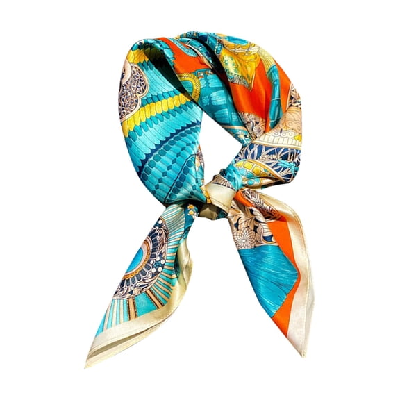 Bibifish Womens Scarf Navy Equestrian Print Satin Square Scarf Vintage Elegant Neck Hair Head Scarf