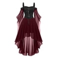 thumbnail image 1 of Robes Style Gothique pour Femmes Grande Taille Robe Midi Élégante avec Manches Évasées Ourlet Irrégulier, 1 of 5