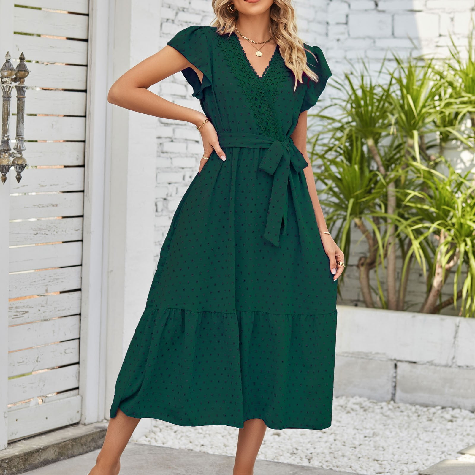 Dark green summer dress cheap