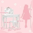 thumbnail image 3 of Qaba Kids Vanity Set Dressing Table w/ Tri-Folding Mirror, Chair, White, 3 of 10