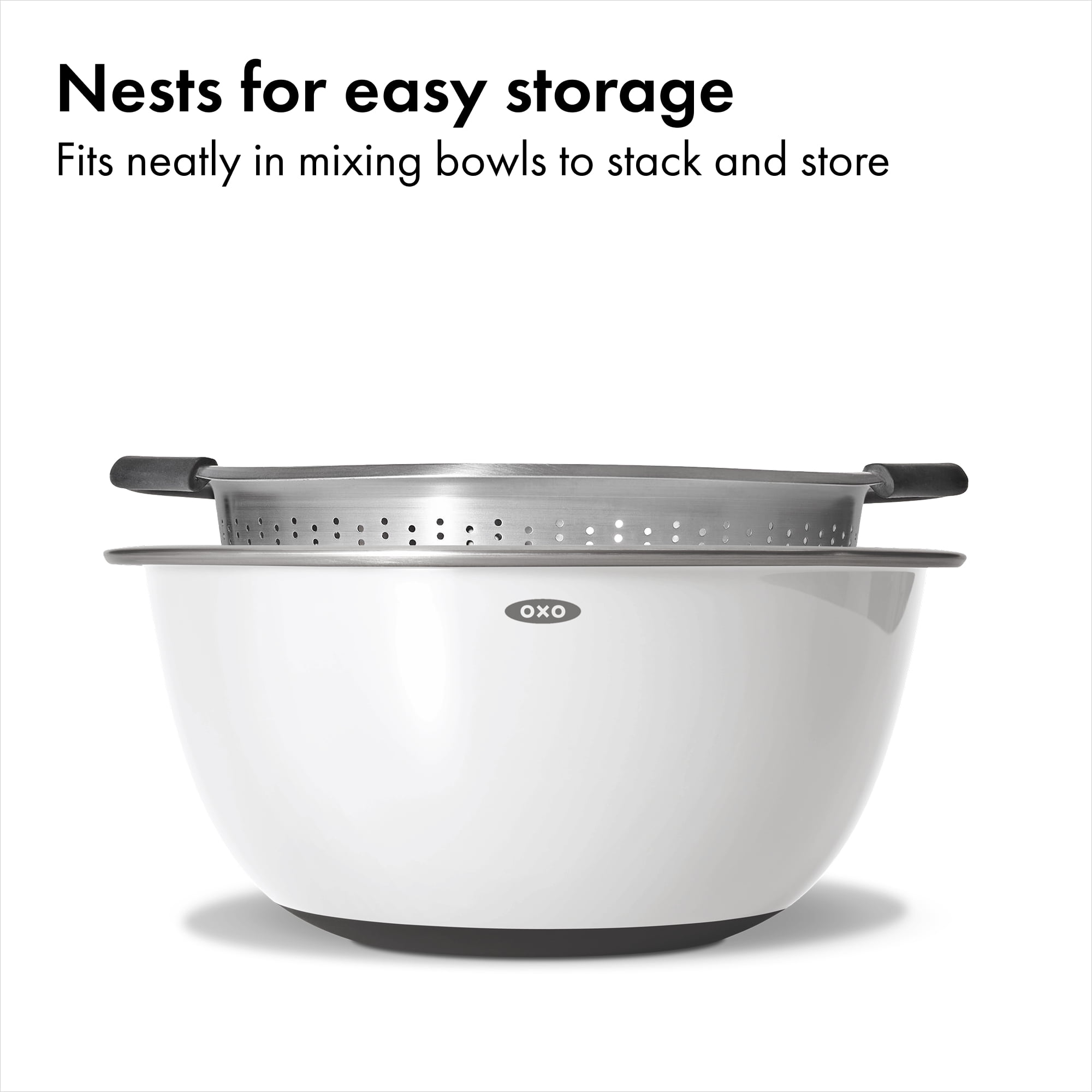 OXO SoftWorks 5 Quart Stainless Steel Colander with Soft Non-Slip Handles and Elevated Base