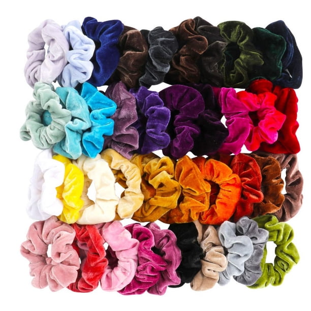 Coleteros de terciopelo para el cabello - Paquete de 46 para mujeres, niñas y niños - Coleteros a granel para el cabello Bandas para el cabello que no dañan el cabello
