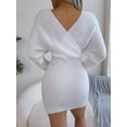 thumbnail image 6 of Solid Surplice Batwing Tube Sweater Dress, 6 of 25