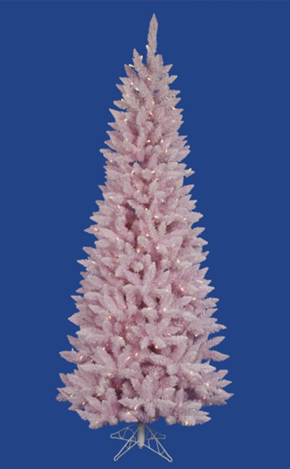 Details about   4'Ft Flocked Pink Pre-Lit Artificial Christmas Tree 