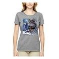 thumbnail image 2 of Wolves and the Moon in the Winter Night | Womens Animal Lover Graphic T-Shirt, Heather Grey, Small, 2 of 3