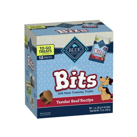 Blue Buffalo BLUE Bits Natural Soft-Moist Training Dog Treats TO-GO  Beef Recipe 1-oz Bags (Pack of 12)