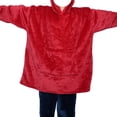 thumbnail image 1 of Couverture Portable à Capuche pour Femmes en Molleton, Sweat à Capuche Chaud et Confortable avec Poche, Rouge Vin, Taille Unique, 1 of 7