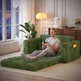 thumbnail image 3 of Boneless Couch for Living Room, Lofka 59" Folding Sleeper Floor Sofa with 2 Pillows and Pockets for Apartment and Small Spaces, Green, 3 of 12