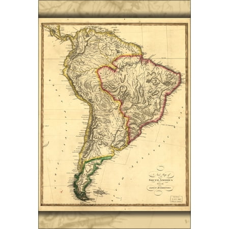24"x36" Gallery Poster, map of South America 1817