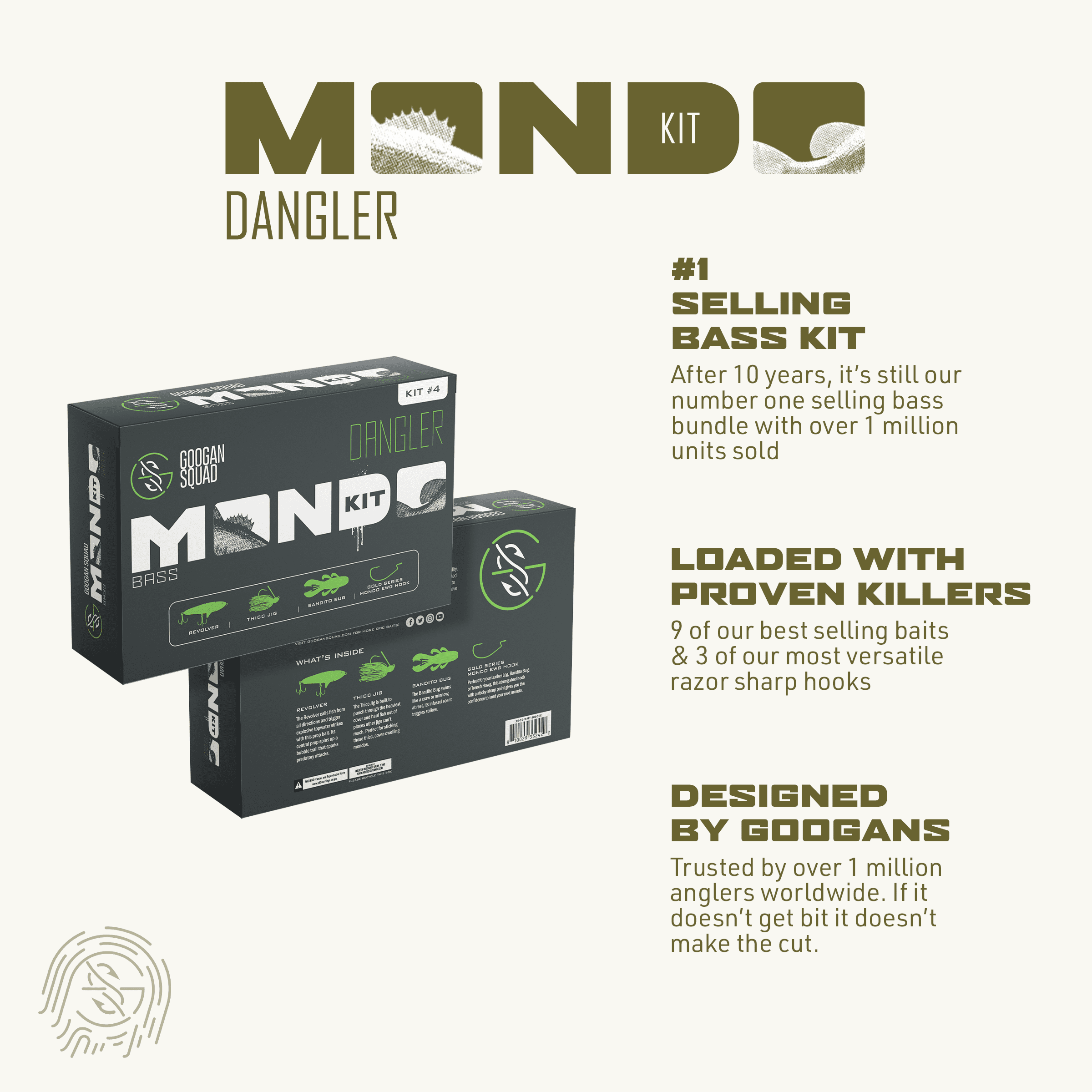 (2 pack) Googan Squad Mondo Dangler Bass Fishing Lure Kit, Assorted Soft Baits , 4 Pack Bundle