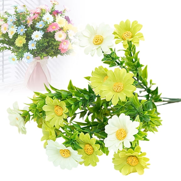 1 Bundles Artificial Flowers for Cemetery Faux Gerbera Daisies Bouquets Fake Silk Flowers Arrangements for Outdoor Decorations Memorial Grave Home Table Vase Wedding Party Indoor (13.78'')