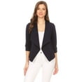 thumbnail image 5 of Moa Collection Women's Casual Fitted Blazer Draped Open Front with Ruched 3/4 Sleeves (S-3XL), 5 of 5