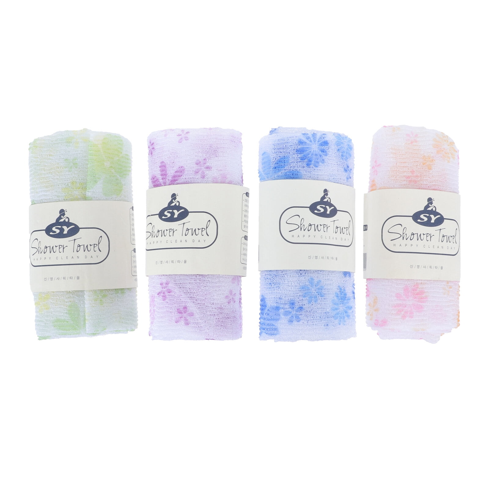 Long bathing towels 4pcs Long Bath Towels Shower Brushes for Bathroom