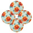 thumbnail image 2 of Round Placemats Set of 6 Heat Resistant Washable Kitchen Table Decorations 15.4in Yellow-orange Roses Pattern, 2 of 7