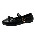 thumbnail image 3 of YOUYEDIAN Mary Jane Shoes Women Vesatile Bowtie Deco Comfy Casual Slip On Low Heel Flats Square Toe Fashion Dress Shoes, 3 of 4