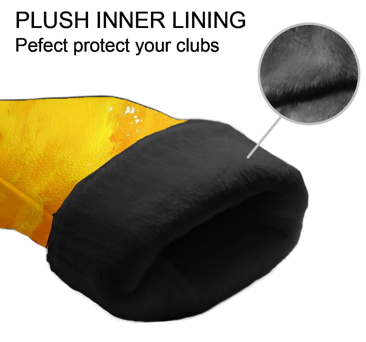 Golf Club Covers PU Leather Waterproof Head Covers for Fairway Woods Hybrids Yellow Painting Unisex Fits Most Brands