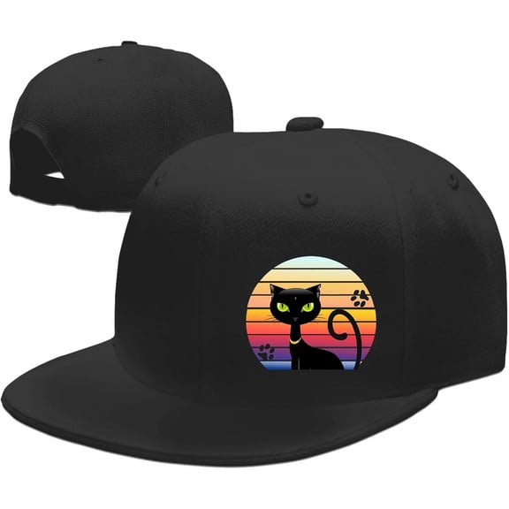 Snapback Hats for Men Flat Bill Brim Hats Fitted Black Baseball Cap for Men Cool Hip Hop Hat Mens Trucker Cap