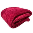 thumbnail image 3 of Sherpa Burgundy Embossed Throw Plush Cozy Super Soft Bed Blanket, 3 of 5